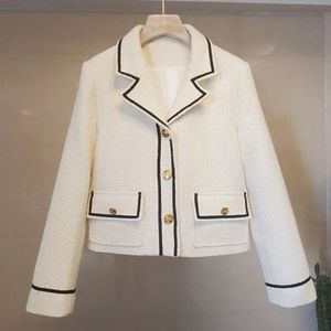 Damenjacken Marke Designer Vintage Elegante Einreiher Knopf Kurze Jacke Mantel Frauen Mode Frankreich Chic Winter Herbst Tweed Oberbekleidung 231010