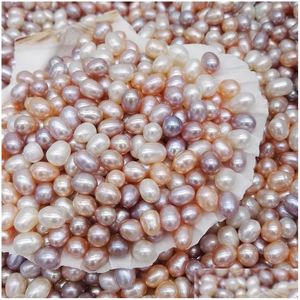 Pearl High Quality 6-7mm Oval Pearls Seed Pärlor 3Colors White Pink Purple Loose Freshwater For Smyckes Making Supplies SMEEXKE LOOP B DHVCB