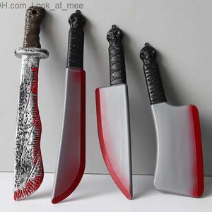 Other Event Party Supplies Halloween Bloody Knife DIY Decoration Sharp Plastic Toy Simulation Kitchen Tricky Props Curved Q231010