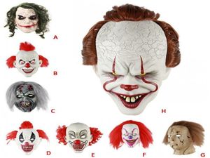 Maschera da clown spaventoso di Halloween Capelli lunghi Fantasma Maschera spaventosa Puntelli Rancore Fantasma Copertura Maschera da zombie Maschere in lattice realistiche Decorazioni per feste6375757