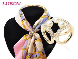 Pins Brooches Korean Arrival Joker Pearl Scarf Clip Three Ring Rhinestone Decoration Buckle For Women Costume Jewelry62980377133623