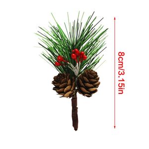 Decorações de Natal 10pcs Picaretas artificiais Picaretas de Natal Flor artificial Red Berry Pine Cone Picks com ramos de azevinho Decoração de cartão 231010