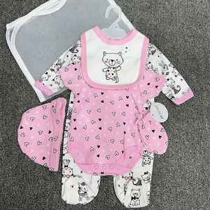 5 pezzi vestiti per neonato set 0-9 m cotone neonati maschi regali per ragazze set di abbigliamento tutina pagliaccetto cappello bavaglino set di guanti