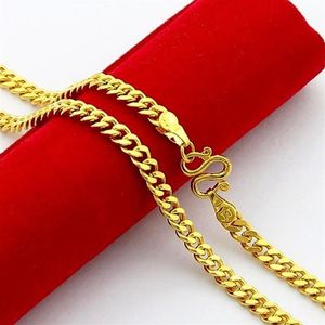 24inches 5mm 24k Gold Plated Necklaces Gold Color Chain Man Woman Necklaces Jewelry for Men Women Does Not Fade High Quality295U