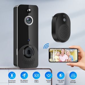 Visual Doorbell Camera Low-Power WiFi Doorbell Night Vision High-Definition Intelligent Security Home Intercom Batteri Doorbell av Kimistore8