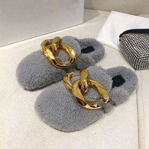 slippers leather metal chain wear-resistant flat sandals women casual size 35-41 hairy free ship jelly basketball shoes retro for woman party shoe