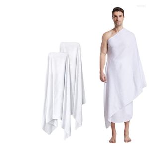 Roupas étnicas Ihram Hajj Toalha Adoração Branca Franjas Muçulmanas Peregrinação Abstinência Islam Abaya Oração Thobe Ehram Ahram Homens Umrah Lenço