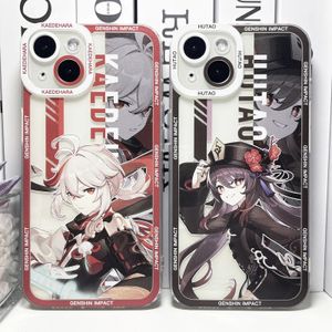 Cell Phone Cases Genshin Impact Hu Tao Kaedehara Ganyu Fischl Ayaka Case For iPhone 15 14 13 12 11 Pro Max Mini X XR SE 7 8 Plus Soft Cover 231010