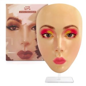 Makeup Tools Ansikt återanvändbar Makeup Practice Mask Board Eye Pad Silicone Bionic Skin Practice Mannequin för nybörjare Beauty Tattoo Board Tool 231007