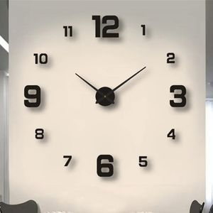 Wall Clocks 3D Wall Clocks Luminous DIY Acrylic Mirror Wall Stickers for Home Decor Living Room Quartz Needle Self Adhesive Hanging Watch 231009