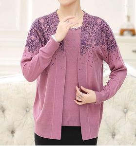 Kadın Sweaters Sonbahar Seti 2 Parçası Kadın Üstleri Çiçek Tişört Gömlek Bluz Takım Kış Küleyleri Çeken Femme Plus Boyut M-3XL 9 Renk