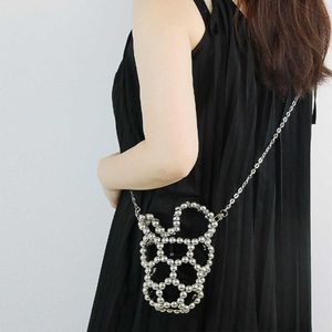 2023 New niche design pearl hollow handbag handmade beaded diagonal cross bag mini bucket bag 231010