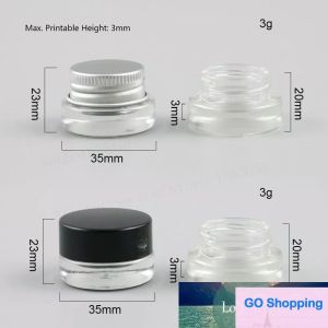 wholesale 3g Mini Clear glass cream jar 3ml cosmetic container Makeup Jar Pot with black silver lid screw