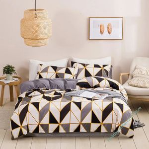 Conjuntos de cama Geométrica Impressão Rainha King Size Duvet Cover Set Twin Listras Completas Conjuntos 23 Pcs Soft Skin Friendly Cobertor Quilt Covers Y231009