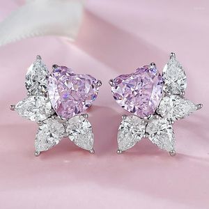 Stud Earrings Spring Qiaoer 925 Sterling Silver Heart Cut 8 8MM Lab Sapphire Gemstone Fine Ear Studs Wedding Jewelry