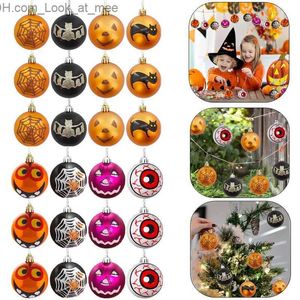 Andra evenemangsfestleveranser Halloween Ball Ornaments Happy Pumpkin Bat Spider Web Shatterproof Tree Outdoor Home Decorations Q231010