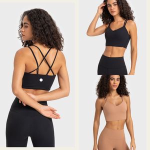 Lu-1113 Mulheres Esportes Yoga Sutiã Linda Costas Moda Estilo Curto Roupa Interior Esportiva Fitness Sutiã Com Nervuras