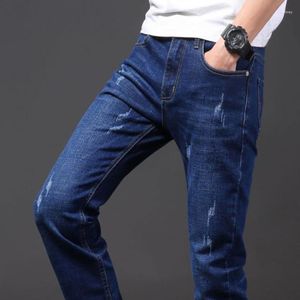 Men's Jeans Slim Fitting Elastic Straight Denim Pants Spring Autumn Fashionable Trousers