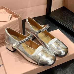 Klädskor 2024 Kvinnor Retro tjock klackade prinsessa för Medium Mary Jane Single Greenow Zapatos de Mujer