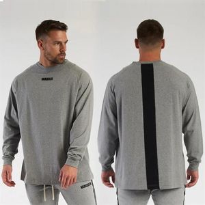 Men's T-Shirts Pure Cotton Oversized Tshirt Casual Long-sleeved T Shirt Winter Bottoming Gyms Joggers Fitness Round Neck Top 328q