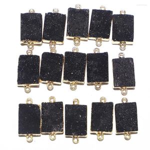 Colares de pingente vendendo pedra crua natural preto cristal cluster colar requintado eletro banhado pacote com borda de ouro acessório 10 pc