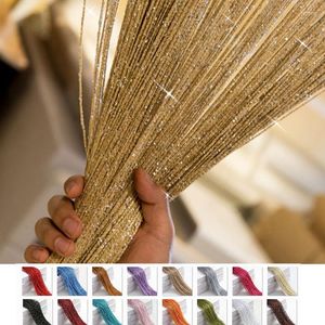 Curtain 100x200cm Thread Curtains Shiny Tassel Silver Line Valance Living Room Divider Wedding DIY Home Decor 1x2m