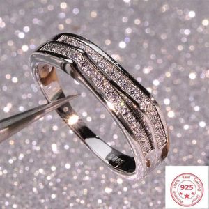 925 Silber Farbe Sterling VS1 Diamant Ring für Frauen 2 Karat Topas Bizuteria Anillos Edelstein Stempel Silber 925 Schmuck Ring326P