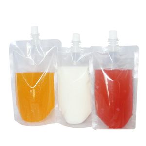 Förpackningspåsar grossistförpackningspåsar standup plast dryck förpackning väska pouch för dryck flytande juice mjölk kaffe 200 till 500 ml dhyq2