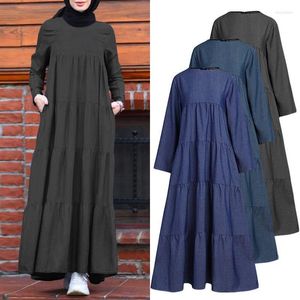 Etnisk kläd mode satin sliky djellaba muslimsk klänning i full längd flare hylsa mjukt blankt abaya dubai kalkonrock