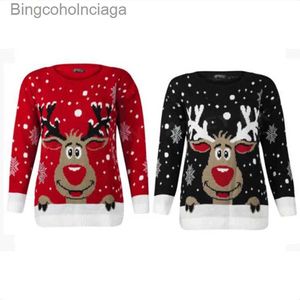 Kvinnors tröjor Kvinnor Ful Christmas Shgte Weater Deer varm stickad ny långärmad tröja Jumper Top O-hals Santa Claus Fashion Casual Blousel23101010