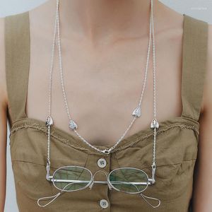 Цепочки для очков двойного назначения, корейский блоггер, ожерелье «Любовь», высококачественный серебряный тканый свитер