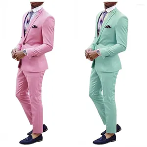 Męskie garnitury Zielony Tuxedos Groomsmen Suit Custom Made Back Vent Man Beach Wedding Obrywalny (spodnie kurtki)