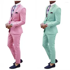 Mäns kostymer Green Groom Tuxedos Groomsmen Suit Custom Made Back Vent Man Beach Wedding Bridegroom (Jacket Pants)