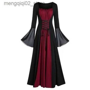 Tematdräkt Halloween Medieval Renaissance Vampire Dress for Women Vintage Cosplay Pirate Viking Come Witch Carnival Dress Up Party Q240307