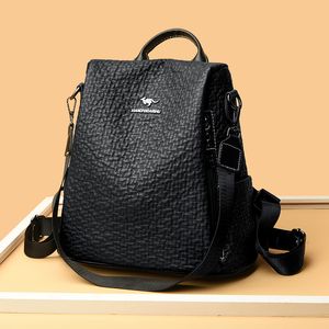 Women's backpack 2023 new fashion leisure middle-aged large capacity soft leather backpack travel multi-functional anti-theft bag