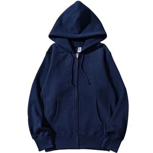 Kvinnor Hoodies Sweatshirts God kvalitet Zip Hooded Women Sweatshirt Navy Blue Cotton Casual Street Wear Loose Spring Autumn Solid Color Hoodie Jacket 231010