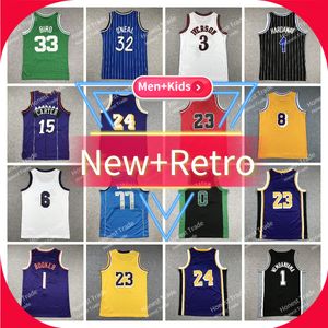 Carter Allen Iverson ONEAL Homens Crianças Basquete Jerseys DONCIC Bryant Michael JAMES Larry Bird TATUM Curry Giannis Azul Amarelo Mens Juventude Jerseys