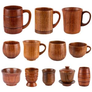 Tassen Holz Big Belly Tassen handgefertigt Jujube Holzgriff Bier Tee Kaffee Milch Wasser Tasse Küchenbar Getränke für 1PC 231010