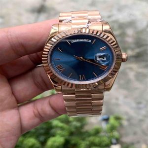 Multicolor romano azul dial dia data rosa ouro inoxidável safira relógios mais baixo das mulheres dos homens relógio de pulso mecânico automático 239p