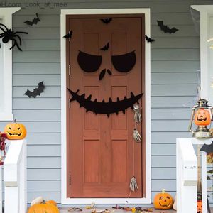Andra evenemangsfest levererar svart halloween dekoration skelett hand pumpa dörr klistermärke ghost festival dekor ärr munnvägg lycklig q231010