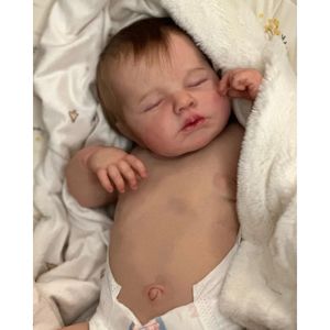 49CM Reborn Baby Doll Loulou Addormentato Morbido Corpo coccoloso Pelle 3D realistica con vene visibili Bambola fatta a mano Compleanno Regali di Natale per bambini