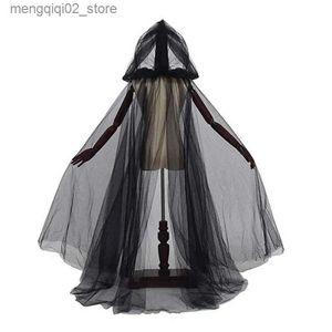 Temadräkt kommer lång spöke cape vampire come for women girl come accessoar halloween party svart vit cosplay häxa död q240307