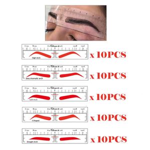 Eyebrow Tools Stencils CHOOSE-IT Eyebrow Ruler Sticker Microblading Stencils Microblading Supplies Permanent Makeup Measure Tool 50Pcs 5 Shapes 231007