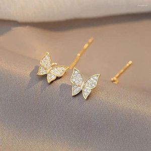 Dangle Earrings MADALENA SARARA 18k Yellow Gold Women Butterfly Character Diamond Pave Setting Rope Chain Au750 Made