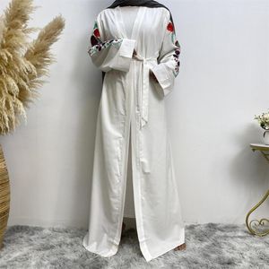 Roupas étnicas Eid Bordado Djellaba Longue Musulmane Kimono Cardigan Mulheres Muçulmanas Vestido Dubai Turquia Aberto Abaya Islâmico Jalabiya Kaftan