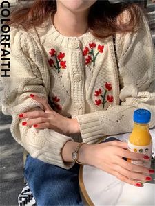 Maglioni da donna Colorfaith SWC5560JX Vintage floreale coreano moda maglia cardigan donna autunno inverno elegante top corto 231010