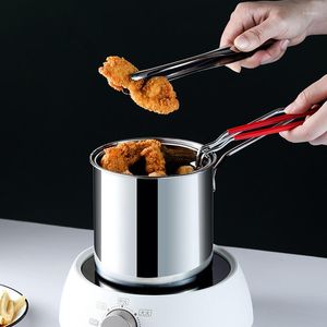 Panelas Casa e Cozinha 304 Aço Inoxidável Fritadeira Pote Fritas Francesas Frango Óleo Antiaderente Frigideira Utensílios de Cozinha Domésticos