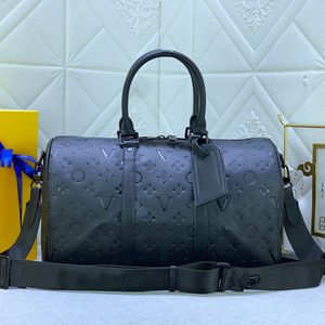 Retro bedrukte plunjezak voor heren Designer draagtas Hoge kwaliteit leer Klassieke handtas met grote capaciteit Crossbody tas Reistas Luxe schoudertas met geplooide structuur