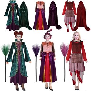 Dopasowanie rodziny dorosłych Hocus Pocus 2 długa sukienka dla kobiet dziewczyny Halloween maskarada Cosplay Crazy Witch Demon Ghost Party Costume 231010