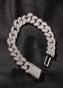 Moda masculina hip hop pulseira jóias 3d gelado corrente ouro prata miami cubana link correntes pulseiras 14mm6780337
